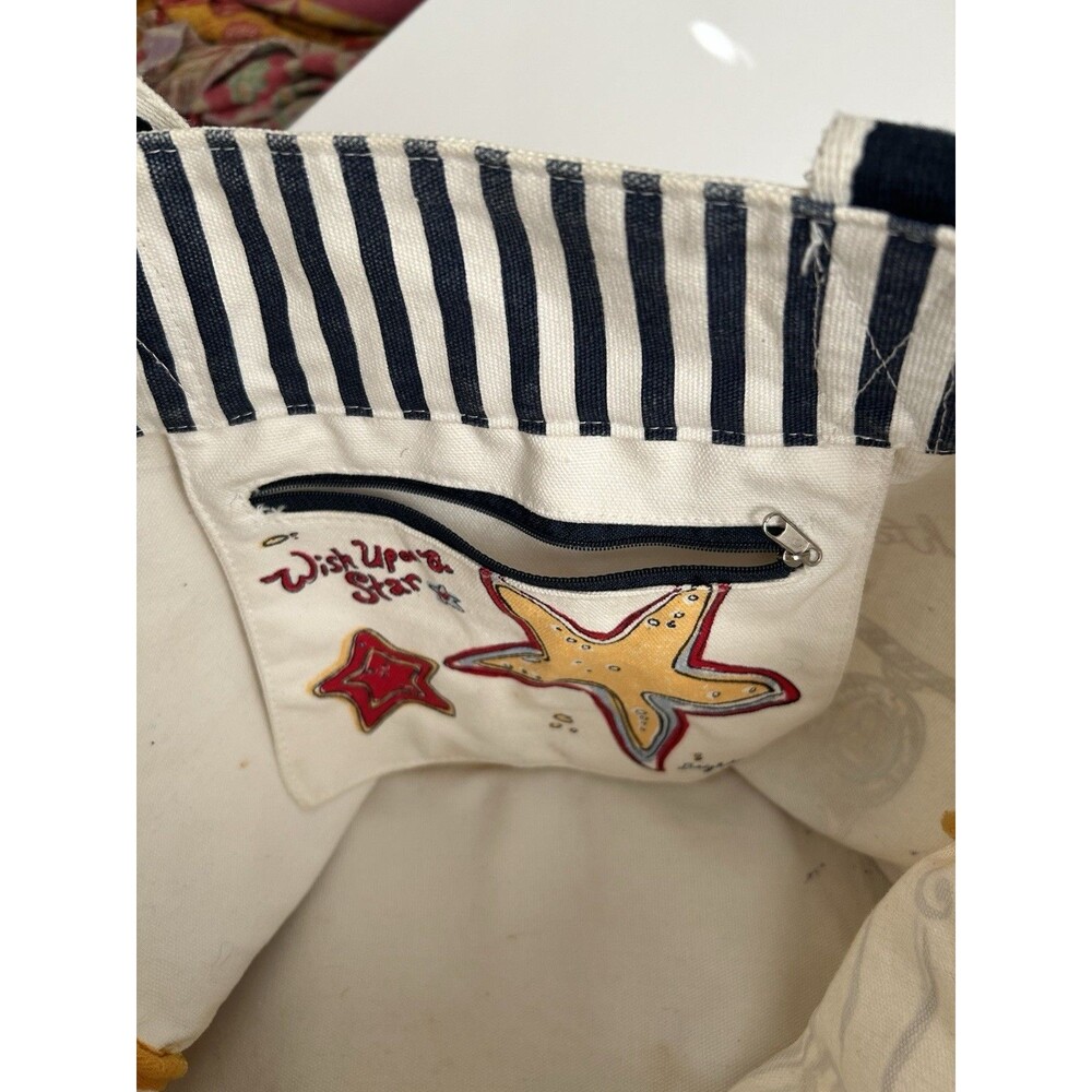 BRIGHTON Nautical Beach Canvas Shopper Tote Bag Red/White/Blue Anchor Sailboat - Picture 9 of 13